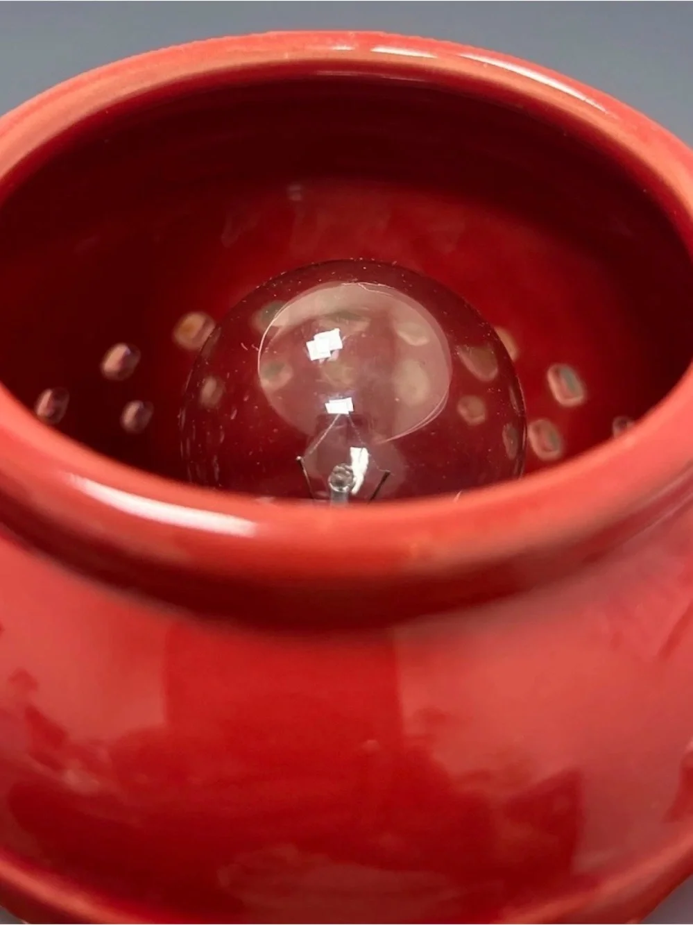 PartyLite ScentGlow Electric Wax Warmer Red/Maroon Ceramic w/Bulb EUC - Picture 6 of 11